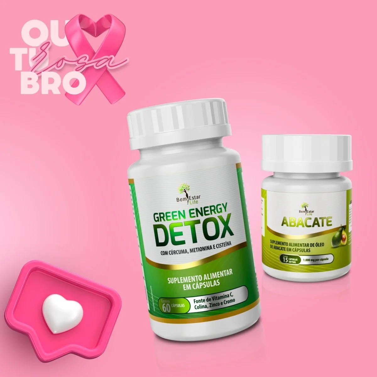 010 GREEN ENERGY DETOX, 60 CAPSULAS / PRESENTE ABACATE COM VITAMINA E - 15 CAPSULAS