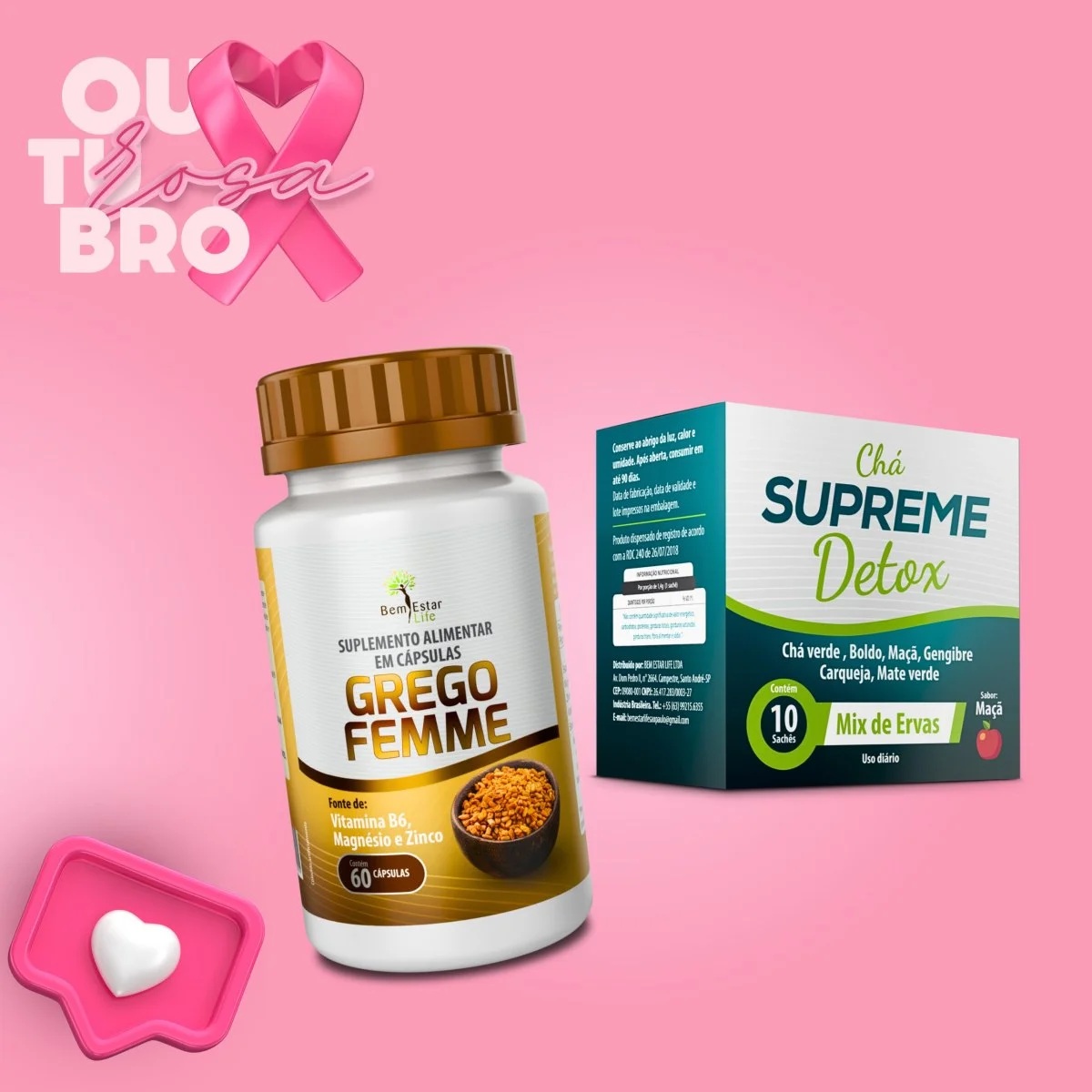 010 GREGO FEMME - 60 CAPSULAS / PRESENTE CHA SUPREME DETOX - 10 SACHE