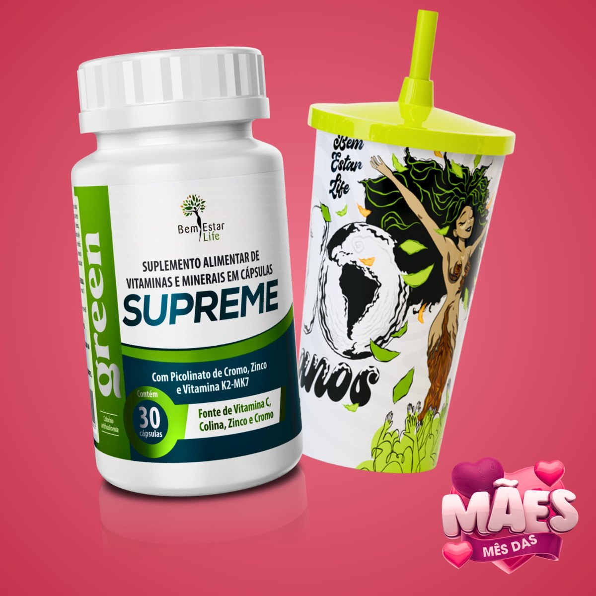 NA COMPRA DE INIBIDOR - SUPREME GREEN DETOX - COPO COM CANUDO COMEMORATIVO 10 ANOS 550 ML