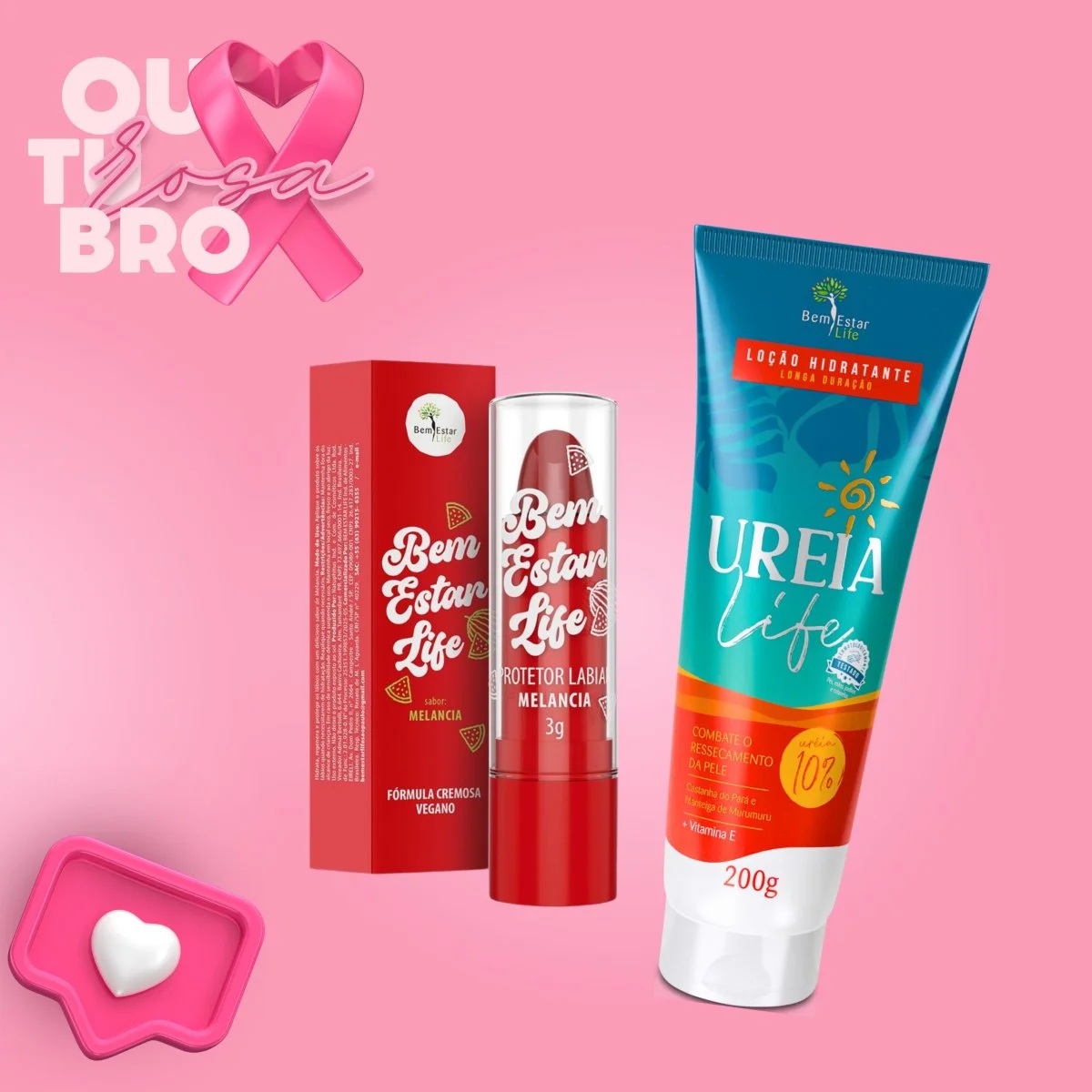 010 UREIA LIFE loção hidratante 200G. / PRESENTE PROTETOR LABIAL - SABOR MELANCIA