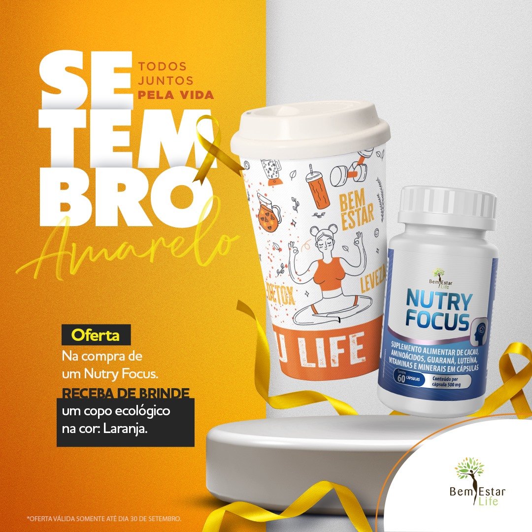 SETEMBRO NA COMPRA DE NUTRY FOCUS *MEMORIA* - BRINDE COPO ECOLOGICO LARANJA 550ML