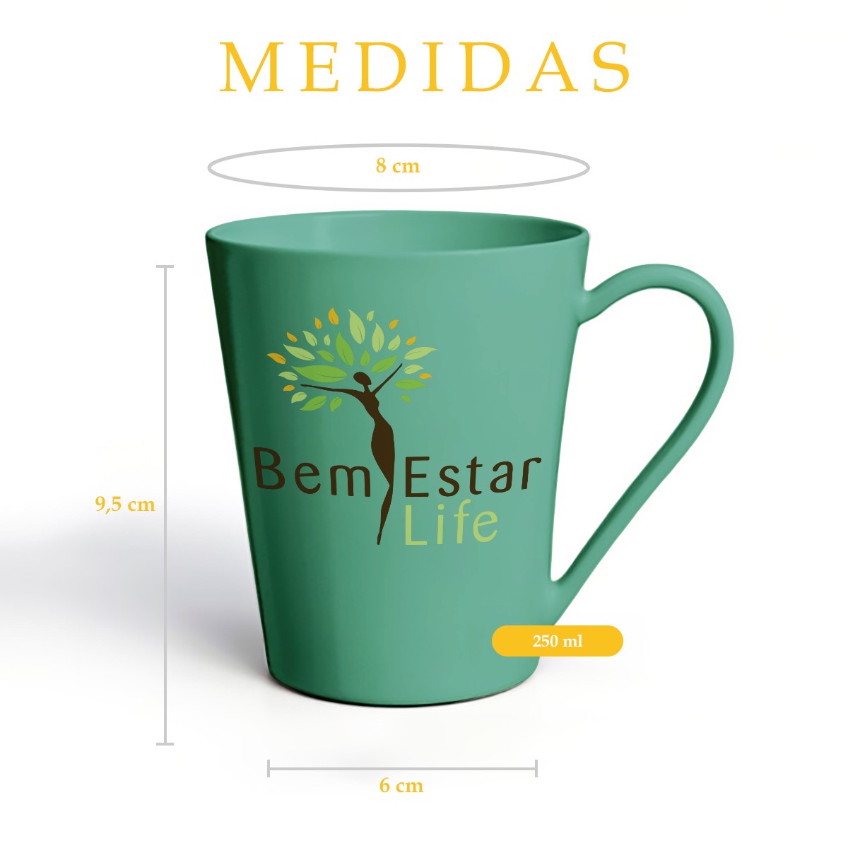 XICARA COR VERDE 250 ML - BEM ESTAR LIFE