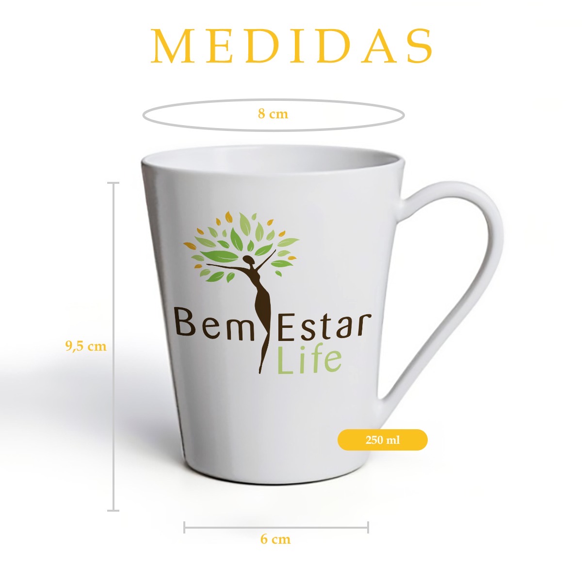XICARA COR BRANCA 250 ML - BEM ESTAR LIFE